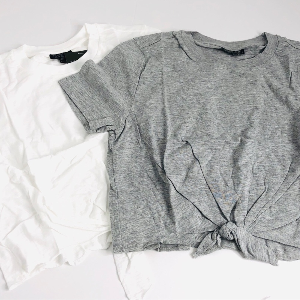 TopShop Cropped Short Sleeve Front Tie Tee 8 NWT
